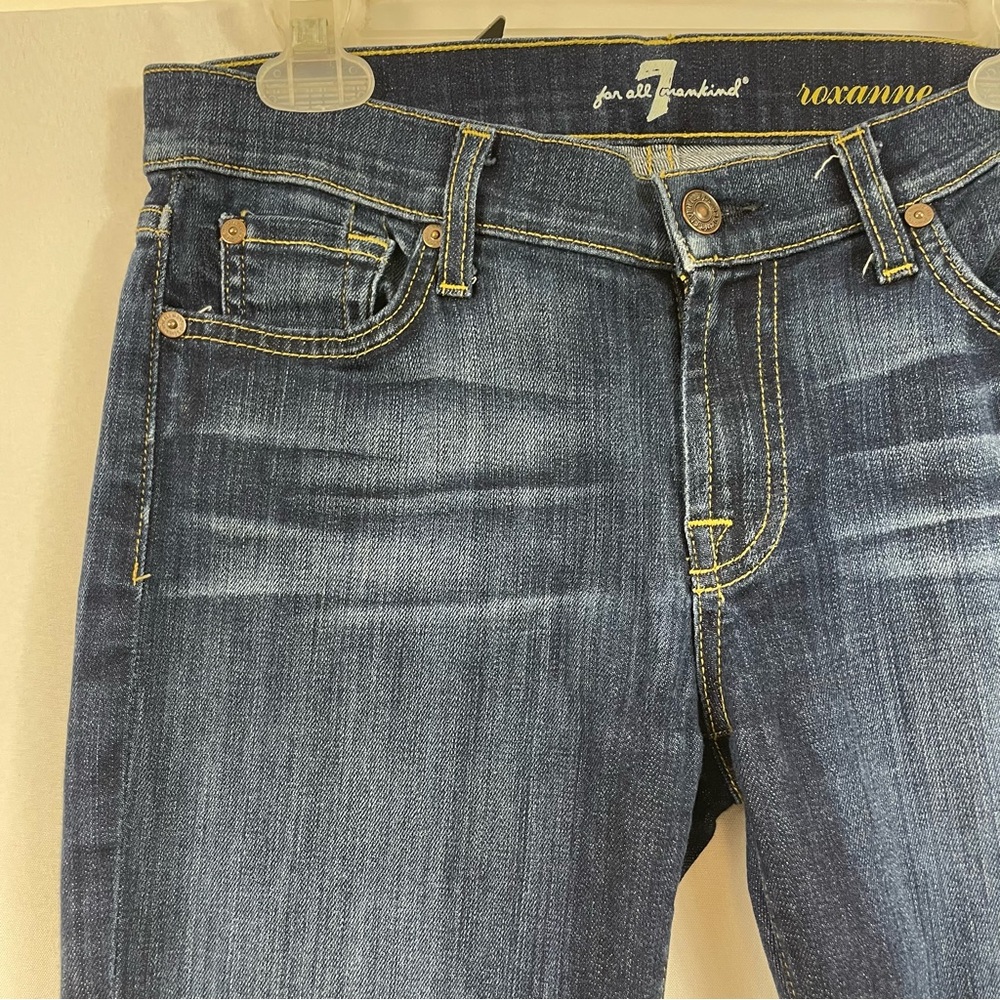 7FAM Jeans 7 Roxanne Blue Denim 29 Casual Norm Skinny Americana Basic Western - Picture 4 of 16
